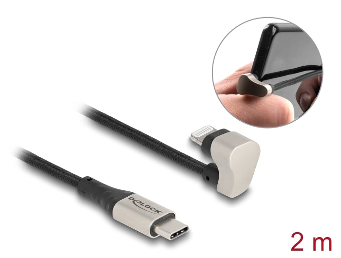 Delock Daten- und Ladekabel USB Type-C™ zu Lightning™ für iPhone™ und iPad™ 180° gewinkelt 2 m MFi