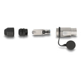 RJ45 Modularer Stecker feldkonfektionierbar Cat.6A mit robusten Kabelsteckergehäuse und Schutzkappe passend für die Delock Durchführungskupplungen 67061 und 67062 IP66 staub- und wasserdicht