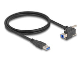 Delock USB 5 Gbps Kabel USB Typ-A Stecker gerade zu USB Typ-B Stecker mit Schraubenabstand 22 mm 90° nach oben gewinkelt 1 m schwarz