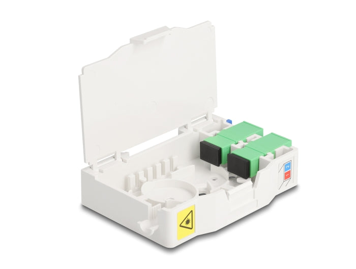 Delock LWL Anschlussdose für Hutschiene mit Spleißhalter und 2 x SC Simplex Kupplung