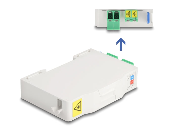 Delock LWL Anschlussdose für Hutschiene mit Spleißhalter und 2 x LC Duplex Kupplung