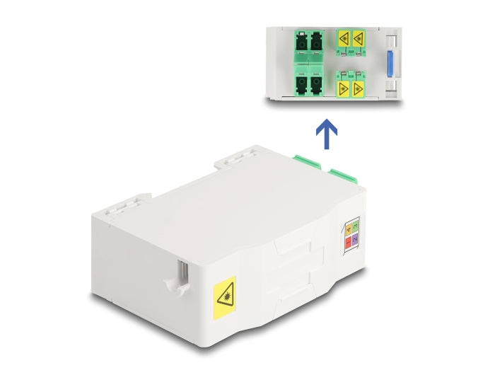 Delock LWL Anschlussdose für Hutschiene mit Spleißhalter und 4 x LC Duplex Kupplung