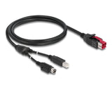 Delock PoweredUSB Kabel Stecker 24 V > USB Typ-B Stecker + Hosiden Mini-DIN 3 Pin Stecker 1 m für POS Drucker und Terminals