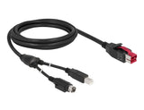 Delock PoweredUSB Kabel Stecker 24 V > USB Typ-B Stecker + Hosiden Mini-DIN 3 Pin Stecker 2 m für POS Drucker und Terminals