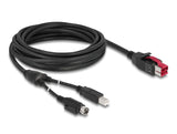 Delock PoweredUSB Kabel Stecker 24 V > USB Typ-B Stecker + Hosiden Mini-DIN 3 Pin Stecker 5 m für POS Drucker und Terminals