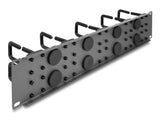 Delock 19″ Kabelmanagement Rangierpanel mit 8 Gummi Kabeldurchführungen und 10 Bügeln 2 HE dunkelgrau