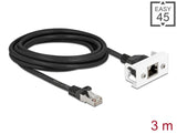 Delock Netzwerk Verlängerungskabel für Easy 45 Modul S/FTP RJ45 Stecker zu RJ45 Buchse Cat.6A 3 m schwarz / weiß