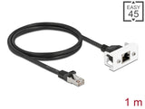 Delock Netzwerk Verlängerungskabel für Easy 45 Modul S/FTP RJ45 Stecker zu RJ45 Buchse Cat.6A 1 m schwarz / weiß