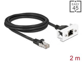 Delock Netzwerk Verlängerungskabel für Easy 45 Modul S/FTP RJ45 Stecker zu RJ45 Buchse Cat.6A 2 m schwarz / weiß