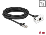 Delock Netzwerk Verlängerungskabel für Easy 45 Modul S/FTP RJ45 Stecker zu RJ45 Buchse Cat.6A 5 m schwarz / weiß