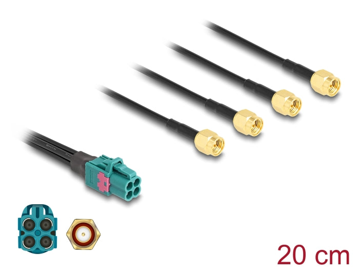 Delock Kabel Mini FAKRA Z Buchse quad zu 4 x SMA Stecker