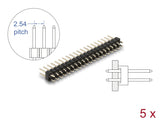 Delock Stiftleiste 20 Pin, Rastermaß 2,54 mm, 2-reihig, gerade, 5 Stück