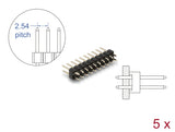 Delock Stiftleiste 10 Pin, Rastermaß 2,54 mm, 2-reihig, gerade, 5 Stück