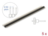 Delock Stiftleiste 40 Pin, Rastermaß 2,54 mm, 1-reihig, gerade, 5 Stück