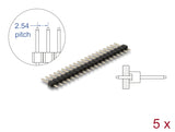 Delock Stiftleiste 20 Pin, Rastermaß 2,54 mm, 1-reihig, gerade, 5 Stück