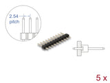 Delock Stiftleiste 10 Pin, Rastermaß 2,54 mm, 1-reihig, gerade, 5 Stück