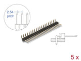 Delock Stiftleiste 20 Pin, Rastermaß 2,54 mm, 1-reihig, gewinkelt, 5 Stück