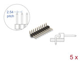 Delock Stiftleiste 10 Pin, Rastermaß 2,54 mm, 1-reihig, gewinkelt, 5 Stück