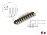 Delock Stiftleiste 20 Pin, Rastermaß 2,54 mm, 2-reihig, gewinkelt, 5 Stück