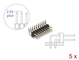 Delock Stiftleiste 10 Pin, Rastermaß 2,54 mm, 2-reihig, gewinkelt, 5 Stück