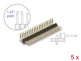 Delock Stiftleiste 20 Pin, Rastermaß 1,27 mm, 1-reihig, gewinkelt, 5 Stück