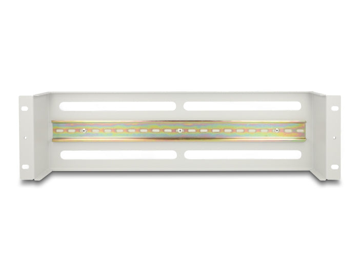 Delock 19″ Schutzschalterleiste mit Abdeckung und Hutschiene 3 HE Metall grau