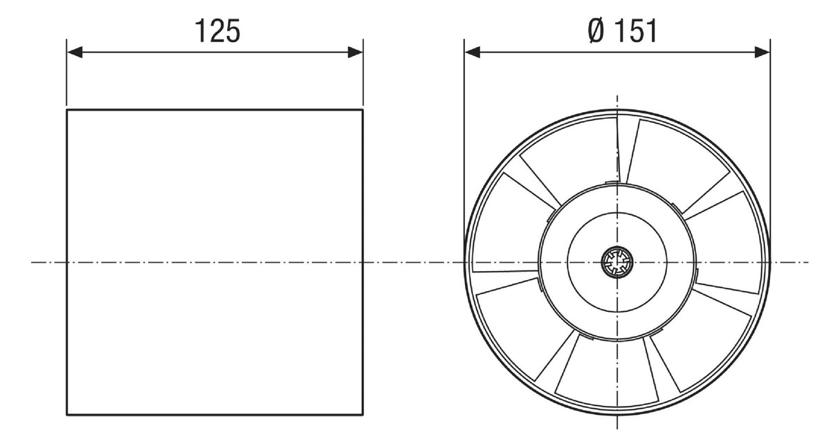 MAICO Kleinraumventilator 151mm 230V Kst ERV 150 Standard 366cbm/h Rohranb ws