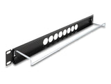 Delock 19″ D-Typ Patchpanel mit Entlastungsschiene 8 Port mittig 1 HE schwarz
