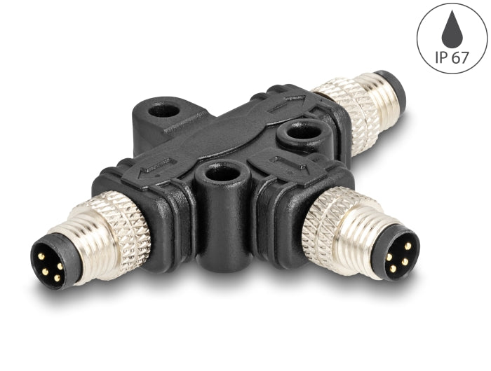 Delock M8 T-Splitter A-kodiert 4 Pin 1 x Stecker zu 2 x Stecker Parallelschaltung