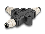 Delock M8 T-Splitter A-kodiert 4 Pin 1 x Stecker zu 2 x Stecker Parallelschaltung