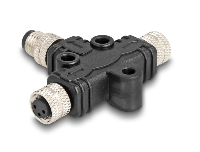 Delock M8 T-Splitter A-kodiert 3 Pin 1 x Stecker zu 2 x Buchse Parallelschaltung