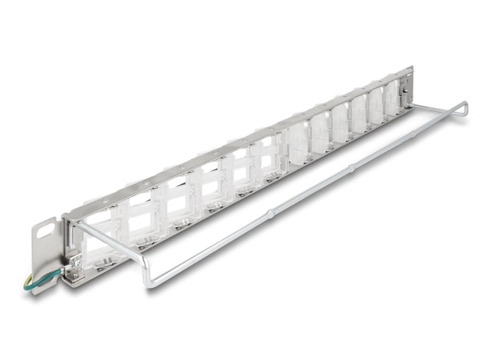 Delock 19″ Keystone Patchpanel mit 24 neigbaren Ports und Entlastungsschiene