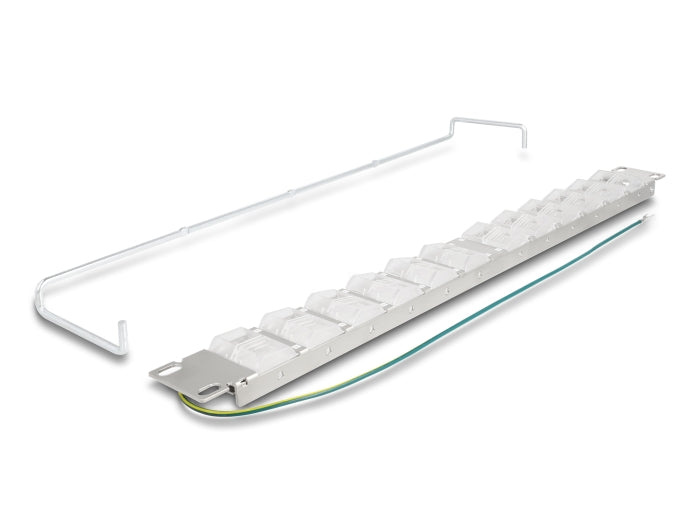 Delock 19″ Keystone Patchpanel mit 24 neigbaren Ports und Entlastungsschiene