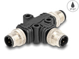 Delock M12 T-Splitter A-kodiert 4 Pin 1 x Stecker zu 2 x Stecker Parallelschaltung
