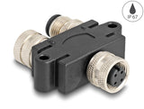 Delock M12 Y-Splitter A-kodiert 4 Pin 1 x Buchse zu 1 x Stecker und 1 x Buchse Parallelschaltung