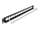 Delock 19″ D-Typ Patchpanel mit Entlastungsschiene 16 Port 1 HE schwarz