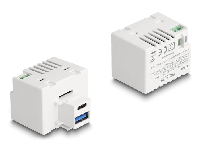 Delock Keystone Modul mit USB Typ-A und USB Type-C™ Ladebuchse PD 20 W weiß