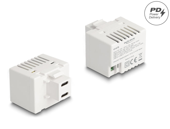 Delock Keystone Modul mit 2 x USB Type-C™ Ladebuchsen PD 20 W weiß