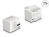 Delock Keystone Modul mit USB Typ-A und USB Type-C™ Ladebuchse PD 20 W weiß