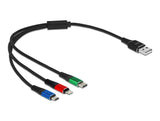 Delock USB Ladekabel 3 in 1 Typ-A zu Lightning™ / Micro USB / USB Type-C™ 30 cm 3-farbig