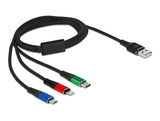 Delock USB Ladekabel 3 in 1 Typ-A zu Lightning™ / Micro USB / USB Type-C™ 1 m 3-farbig