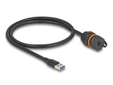 Delock USB 5 Gbps Kabel USB Typ-A Stecker zu USB Typ-A Buchse zum Einbau mit M20 Gewinde und Verschlusskappe IP68 staub- und wasserdicht 50 cm schwarz