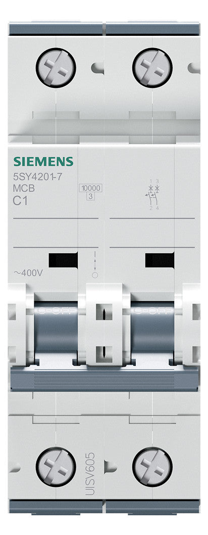 SIEMENS Leitungsschutzschalter UC C 1A 5SY4201-7 1+N 400V 2TE 50Hz IP20