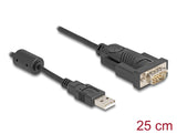 Delock Adapter USB 2.0 Typ-A zu 1 x Seriell RS-232 D-Sub 9 Pin Stecker mit Ferritkern 0,25 m