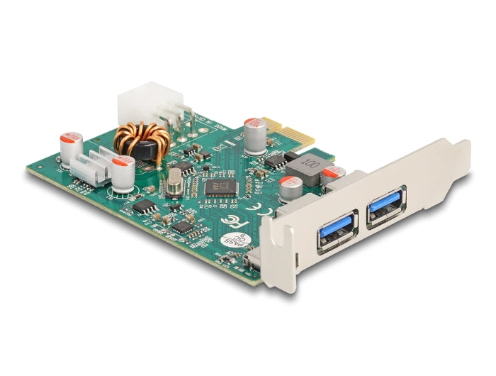 Delock PCI Express x1 Karte zu 1 x extern USB Type-C™ Buchse PD 30 W + 2 x extern USB Typ-A Buchse USB 5 Gbps