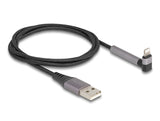Delock Daten- und Ladekabel USB Typ-A zu Lightning™ für iPhone™, iPad™, iPod™ gewinkelt mit Ständerfunktion schwarz 1,5 m MFi