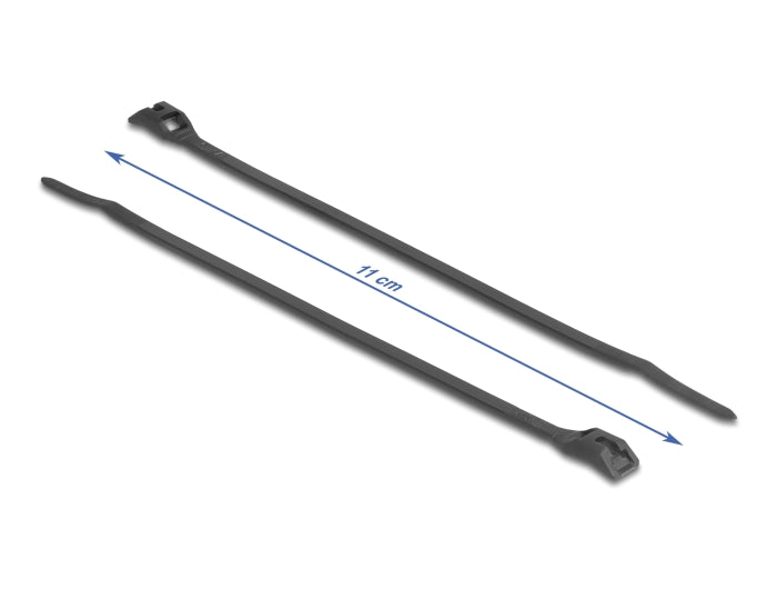 Delock Kabelbinder mit flachem Kopf L 110 x B 2,5 mm 100 Stück schwarz