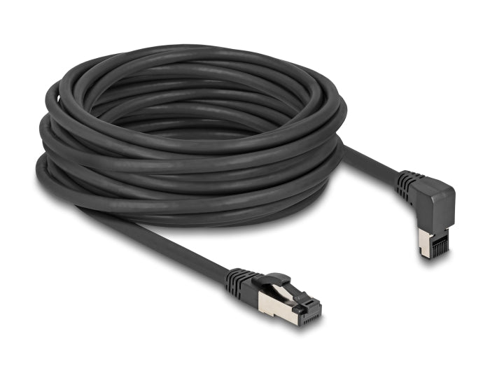 Delock RJ45 Netzwerkkabel Cat.8.1 S/FTP 90° oben gewinkelt / gerade 10 m schwarz