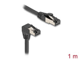 Delock RJ45 Netzwerkkabel Cat.8.1 S/FTP 90° unten gewinkelt / gerade 1 m schwarz