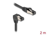 Delock RJ45 Netzwerkkabel Cat.8.1 S/FTP 90° unten gewinkelt / gerade 2 m schwarz